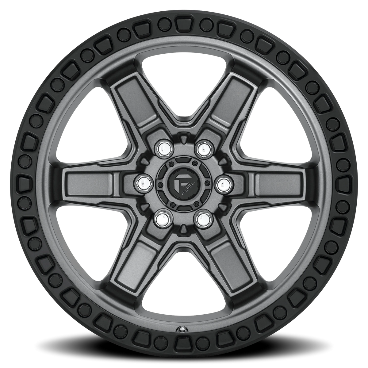 Fuel Kicker 17x9 +1 6x135mm 87.1mm Matte Gunmetal Black Bead Ring