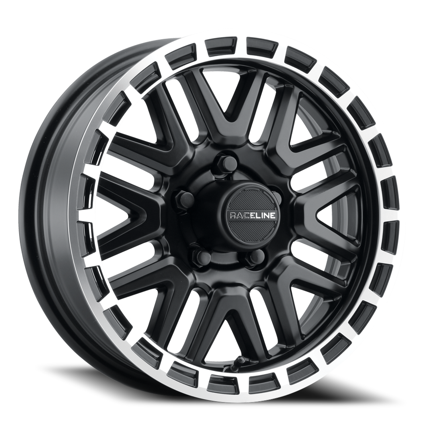 Raceline Krank Trailer 15x5" 5x114.3mm 81.03mm CB 0mm Black Machined Ring