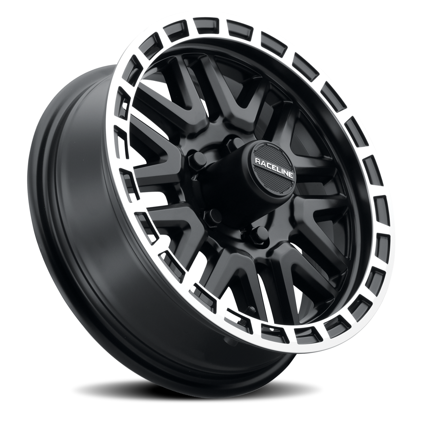 Raceline Krank Trailer 15x5" 5x114.3mm 81.03mm CB 0mm Black Machined Ring