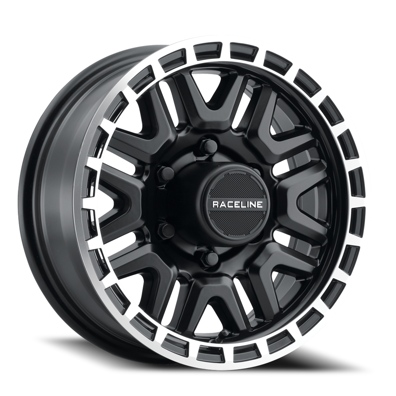 Raceline Krank Trailer 15x6" 6x139.7mm 107.95mm CB 0mm Black Machined Ring
