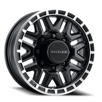 Raceline Krank Trailer 16x6" 8x165.1mm 124.46mm CB 0mm Black Machined Ring
