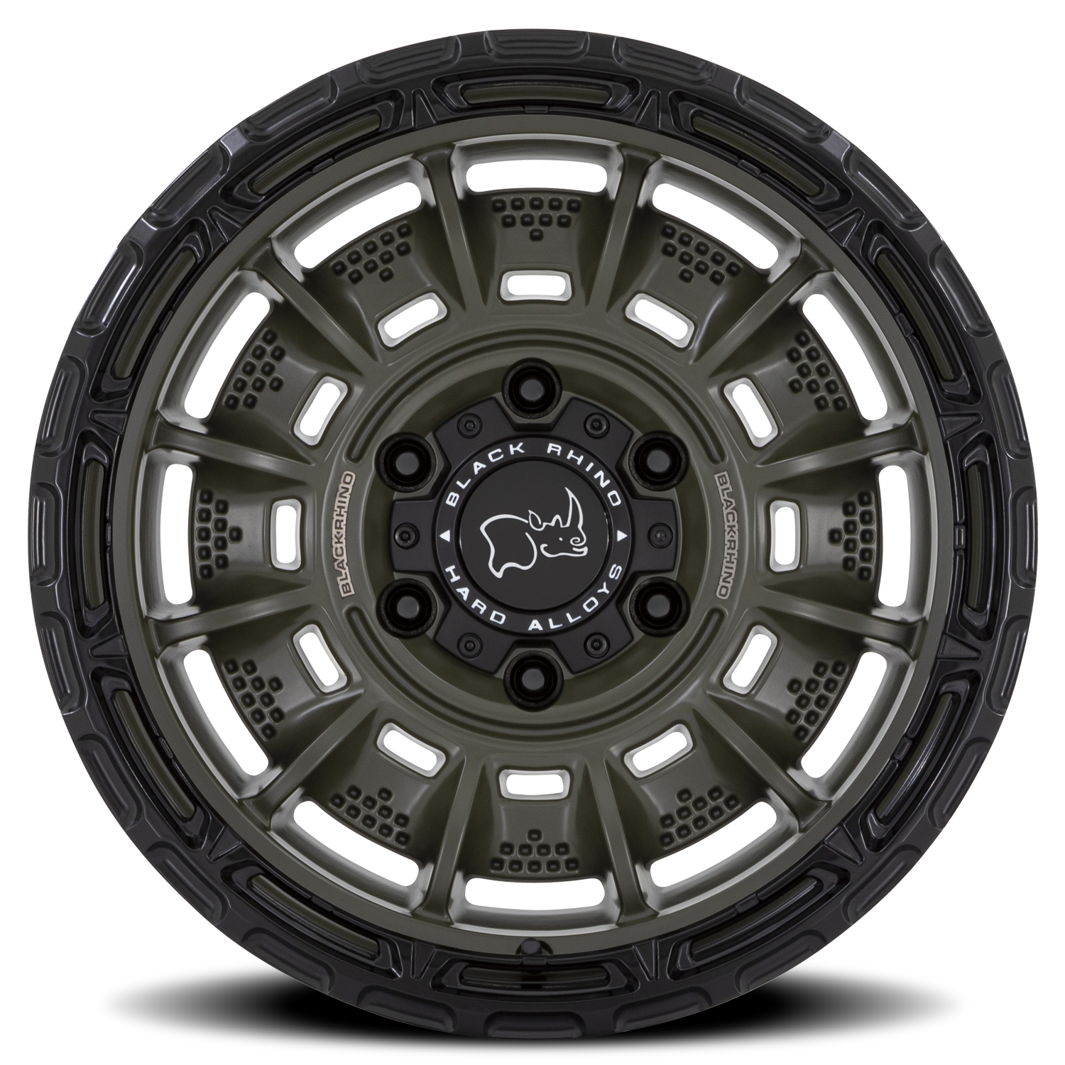 Black Rhino Legion 17x9" 5x127mm 71.5mm CB -12mm Olive Drab Green Black Lip