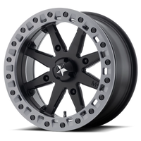 MSA Lok2 14x10" 4x110mm 86mm CB 0mm Satin Black Matte Gray Ring