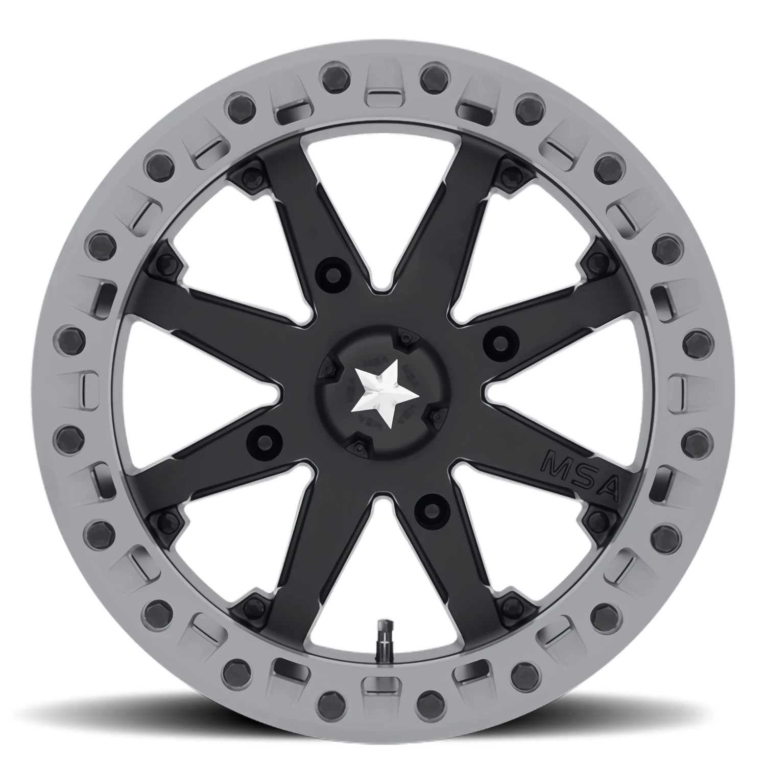 MSA Lok2 14x10" 4x110mm 86mm CB 0mm Satin Black Matte Gray Ring