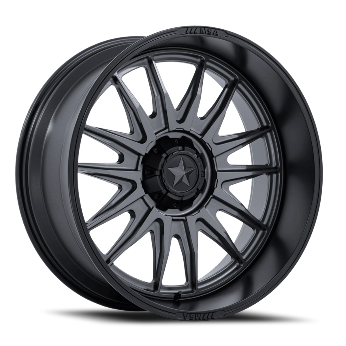 MSA M55 Commander UTV 15x7 +10 5x114.3mm 72.56mm Matte Gunmetal Matte Black Lip