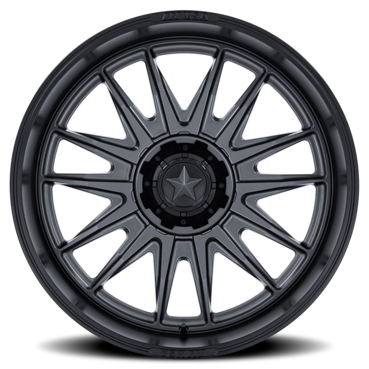 MSA M55 Commander UTV 18x7 +10 4x110mm 86mm Matte Gunmetal Matte Black Lip