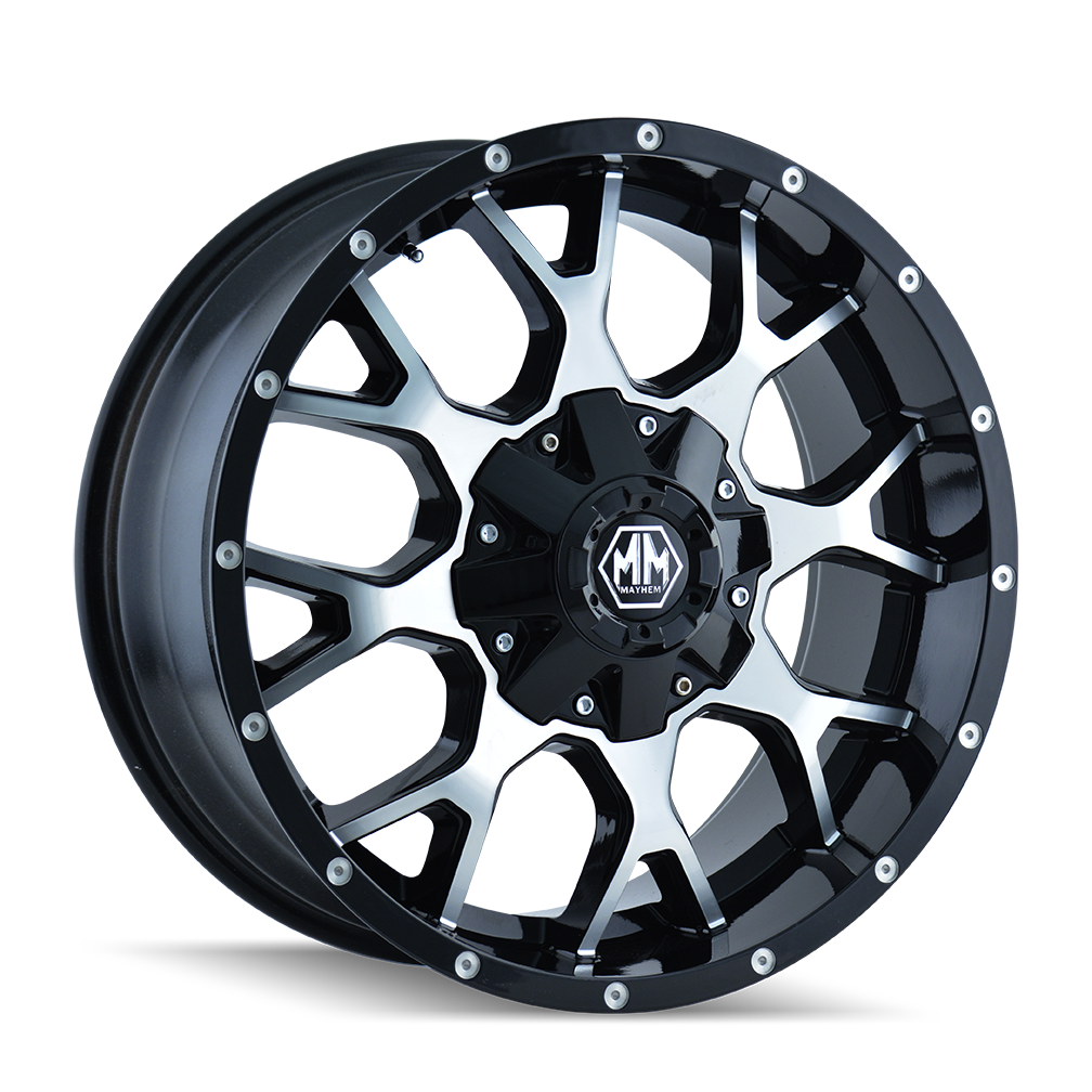 Mayhem Warrior 22x12" 8x165.1mm -44mm Gloss Black Machined Face