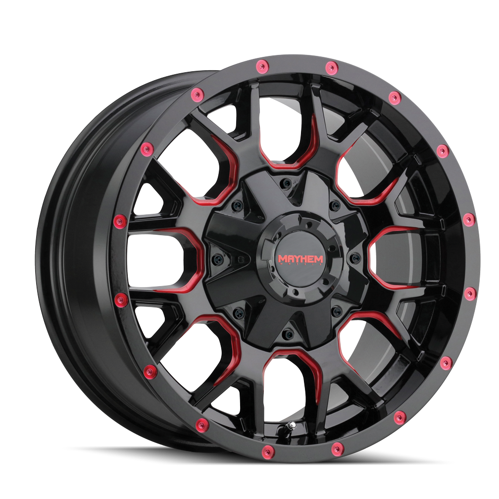 Mayhem Warrior 20x9" 6x135mm 106mm CB 0mm Gloss Black Prism Red