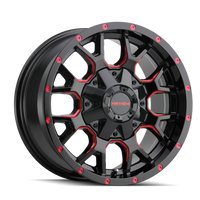 Mayhem Warrior 20x9" 6x135mm 106mm CB 0mm Gloss Black Prism Red