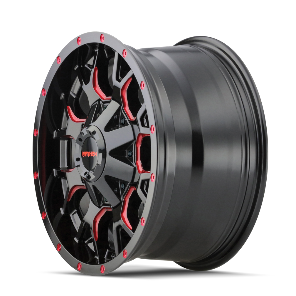 Mayhem Warrior 20x9" 6x135mm 106mm CB 0mm Gloss Black Prism Red