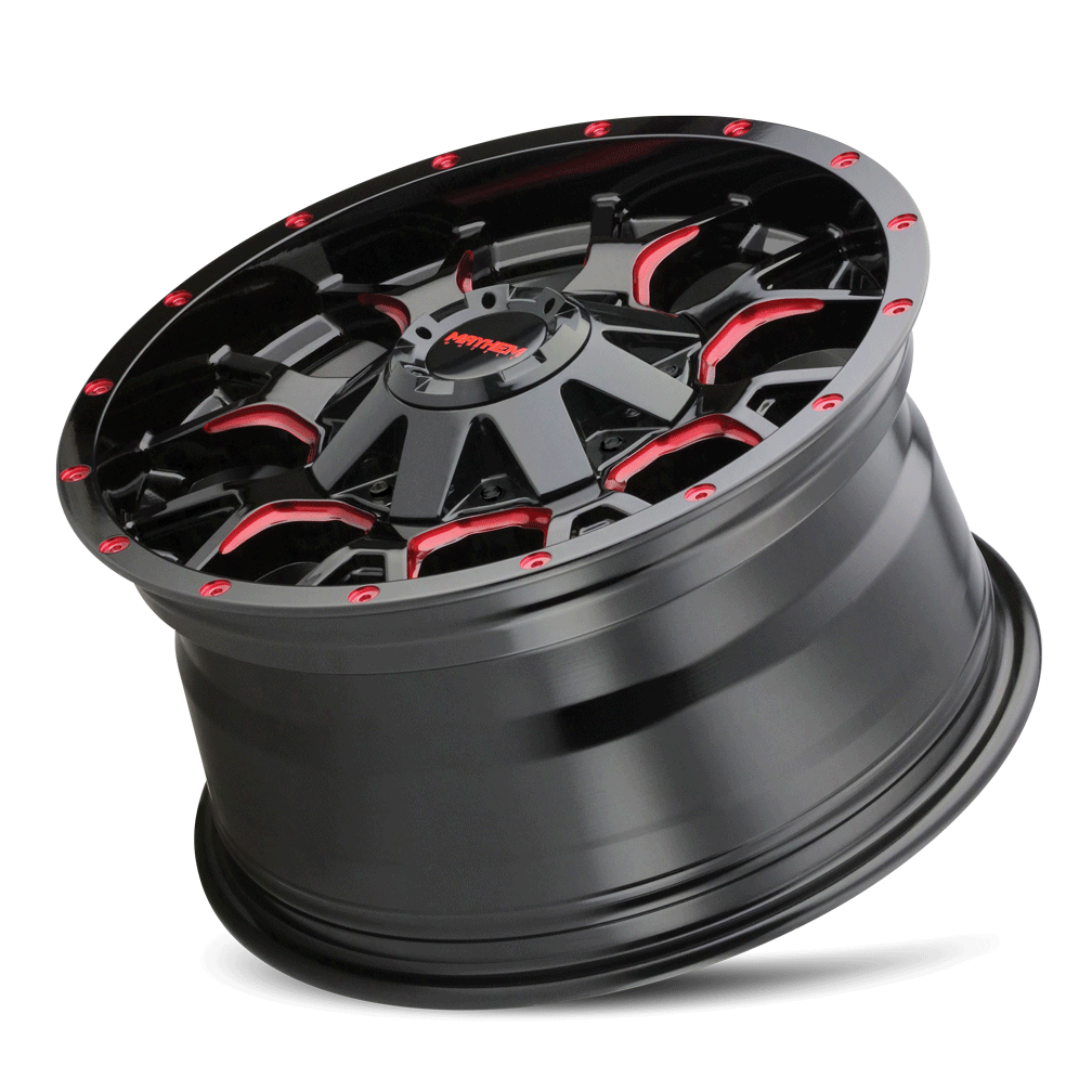 Mayhem Warrior 20x9" 6x135mm 106mm CB 0mm Gloss Black Prism Red