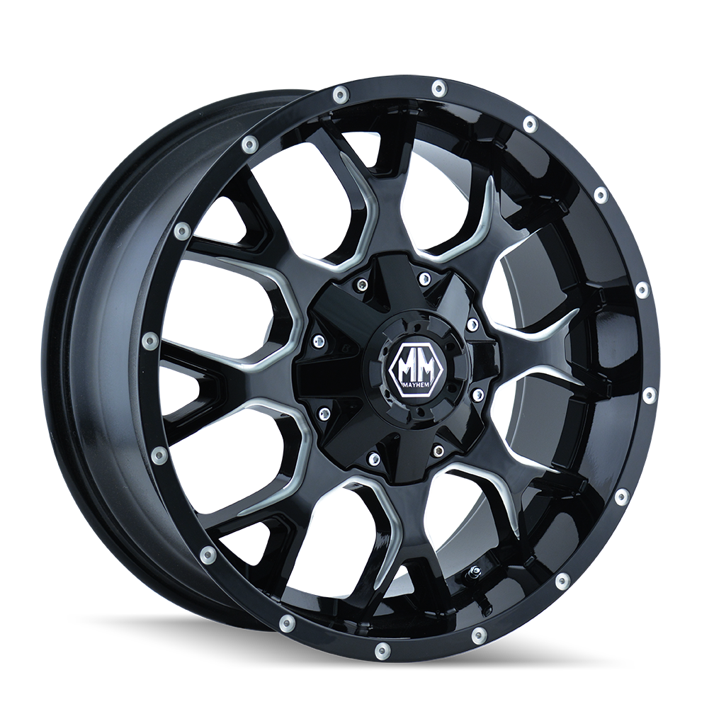 Mayhem Warrior 20x9" 8x180mm 124.1mm CB 0mm Gloss Black Milled Spokes
