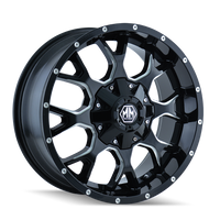 Mayhem Warrior 18x9" 5x114.3mm 87mm CB -12mm Gloss Black Milled Spokes