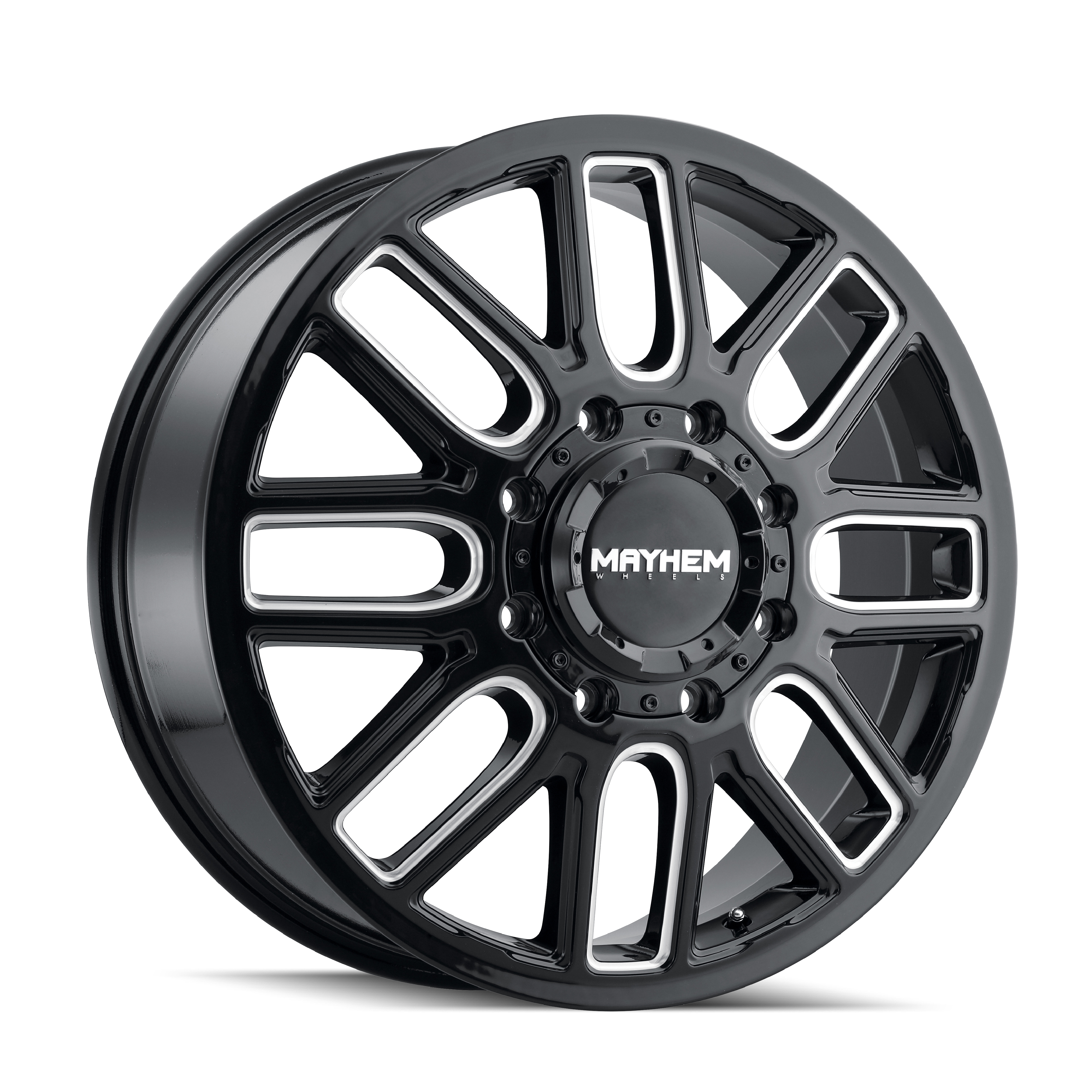 Mayhem Cogent Dually 20x8.25" 8x165.1mm 121.3mm CB +115mm Gloss Black Milled Spokes