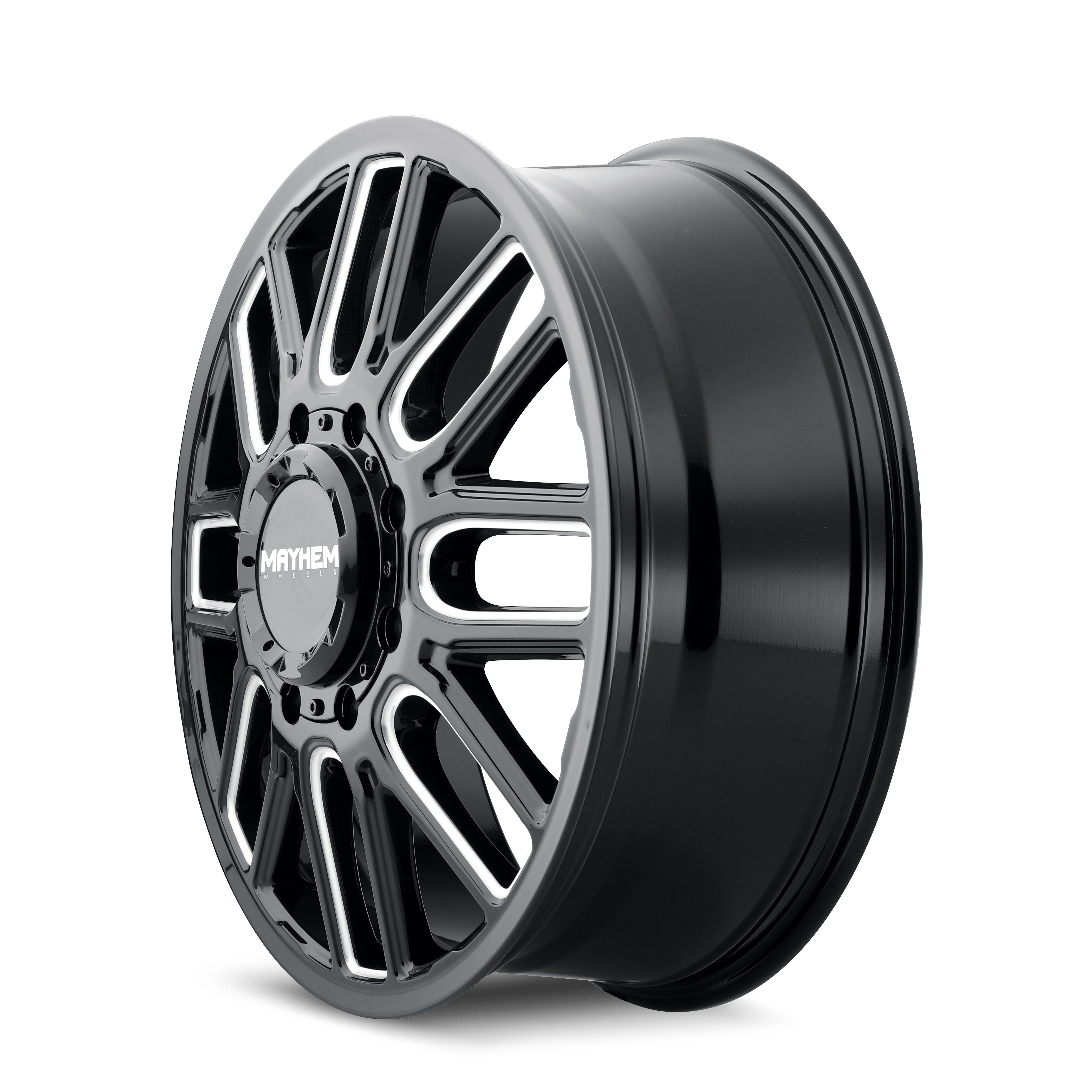Mayhem Cogent Dually 20x8.25" 8x165.1mm 121.3mm CB +115mm Gloss Black Milled Spokes