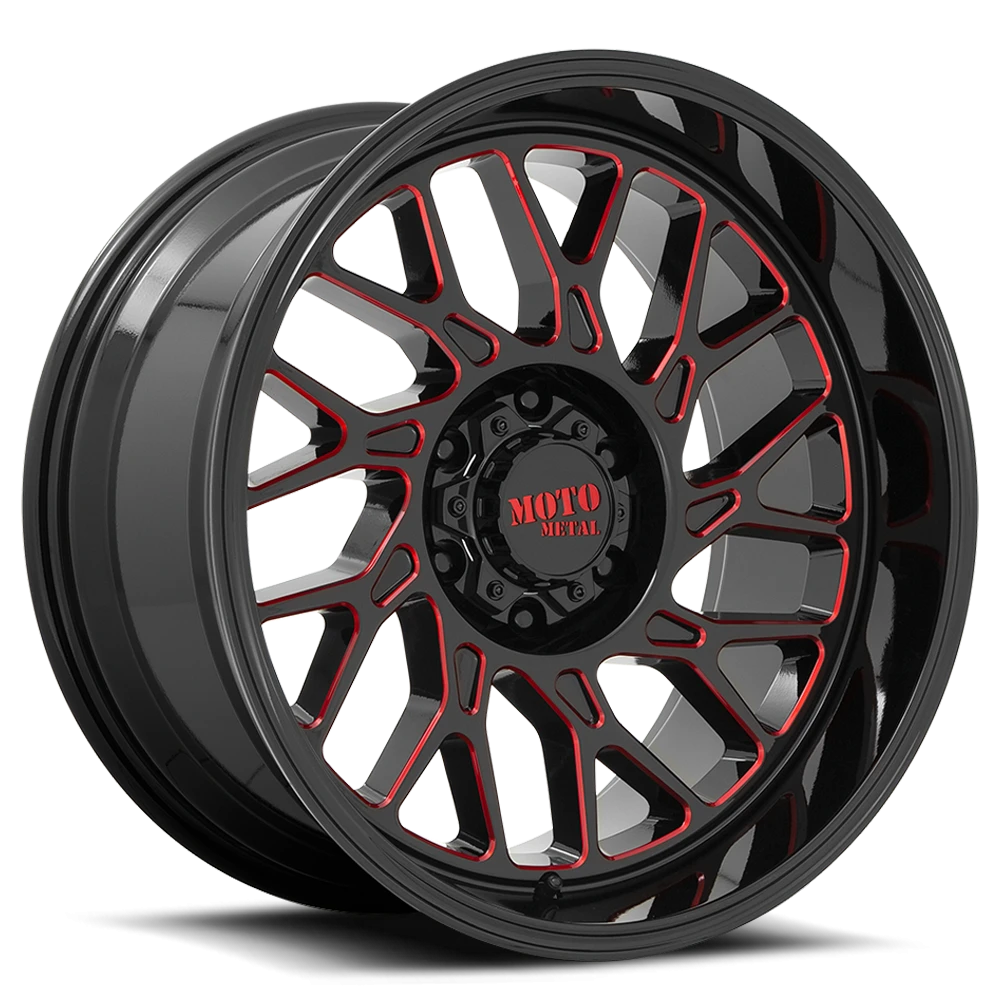Moto Metal MO805 20x10" 6x139.7mm 106.1mm CB -18mm Gloss Black Milled-Red Tint