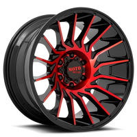 Moto Metal MO807 22x12" 6x139.7mm 106.1mm CB -44mm Gloss Black Machined-Red Tint
