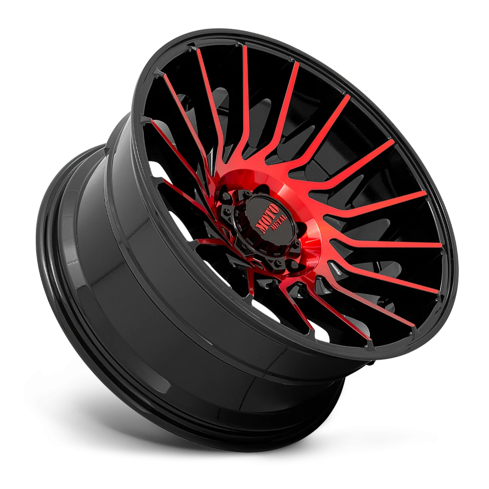 Moto Metal MO807 20x10" 6x135mm 87.1mm CB -18mm Gloss Black Machined-Red Tint