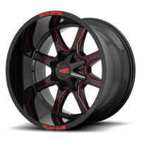 Moto Metal MO970 20x9" 6x135mm 106.1mm CB 0mm Gloss Black Milled-Red Accents