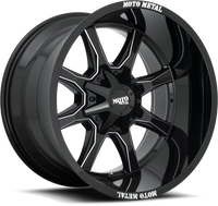 Moto Metal MO970 20x12" 5x127mm 78.1mm CB -44mm Gloss Black Milled Spokes-Moto Metal on Lip