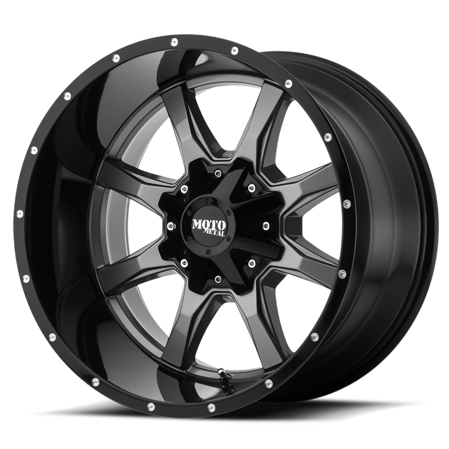 Moto Metal MO970 20x9" 8x165.1mm 125.1mm CB 0mm Gloss Gray Gloss Black Lip