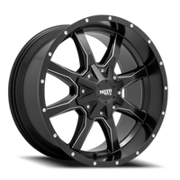 Moto Metal MO970 18x10" 5x139.7mm 110.1mm CB -24mm Semi Gloss Black Milled Spoke-Milled Rivets