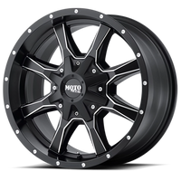 Moto Metal MO970 20x9" 8x180mm 124.2mm CB +18mm Semi Gloss Black Milled Spoke-Milled Rivets