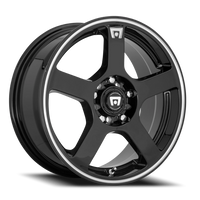 Motegi MR116 FS5 17x7" 5x112mm 72.6mm CB +40mm Gloss Black Machined Flange