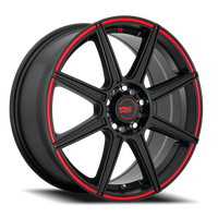 Motegi MR142 CS8 SBR 17x7 +40 4x100/4x108mm 72.6mm Satin Black Red Stripe