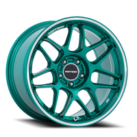 Motegi MR158 Tsubaki 19x9.5" 5x112mm 66.56mm CB +35mm Hokkaido Green Machined Lip