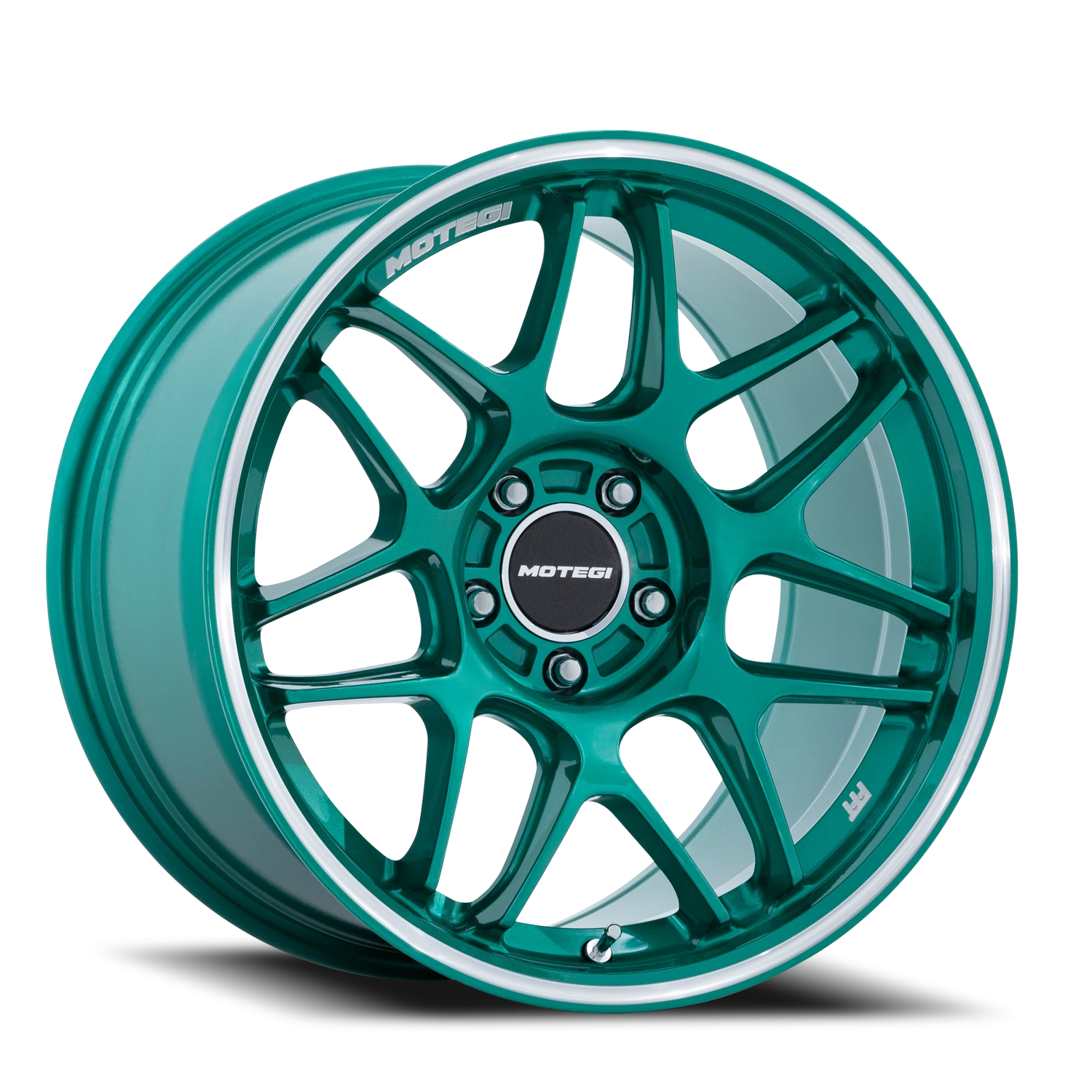 Motegi MR158 Tsubaki 18x8.5" 5x108mm 63.36mm CB +42mm Hokkaido Green Machined Lip