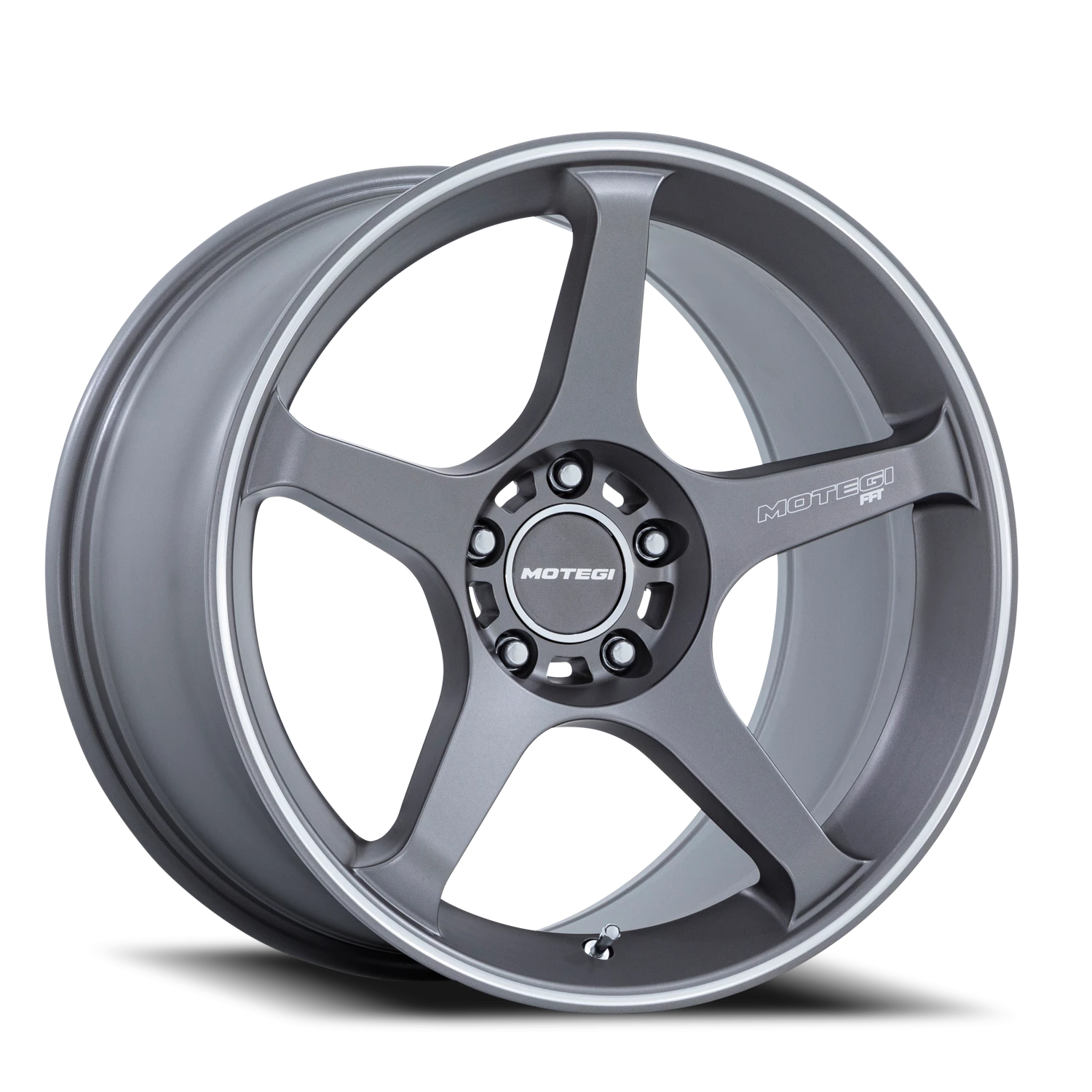Motegi MR159 Battle V 17x8.5" 5x100mm 56.15mm CB +30mm Gunzilla Machined Lip Stripe