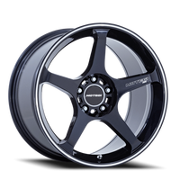 Motegi MR159 Battle V 17x8.5" 5x114.3mm 72.56mm CB +35mm Obsidian Blue Machined Lip Stripe