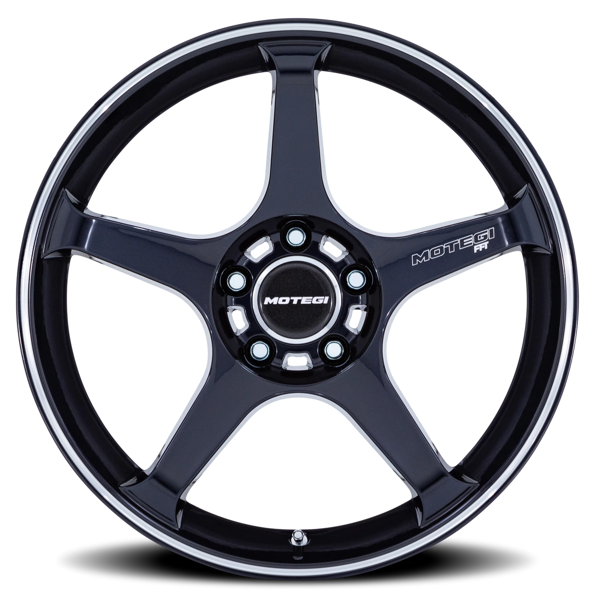 Motegi MR159 Battle V 18x9.5 +0 5x114.3mm 72.56mm Obsidian Blue Machined Lip Stripe