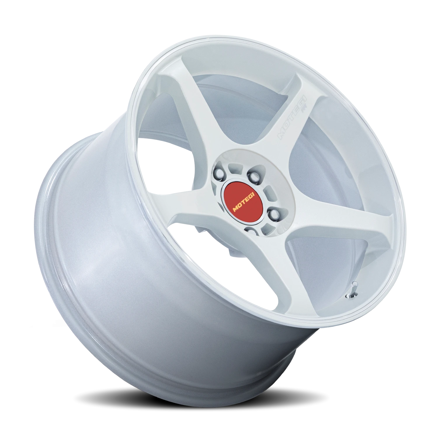 Motegi MR159 Battle V 18x10.5" 5x120mm 74.1mm CB +35mm Matsuri White Pearl Machined Lip Stripe