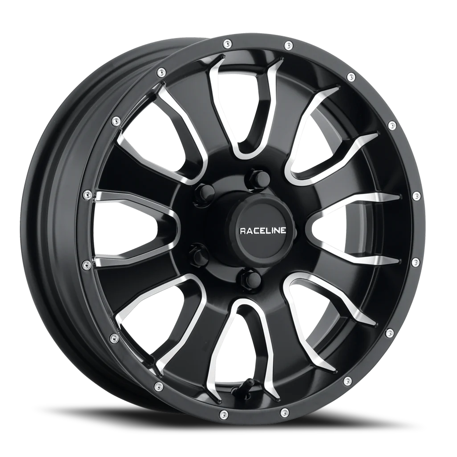Raceline Mamba Trailer 15x5" 5x114.3mm 81.03mm CB -3mm Black Machined Spoke