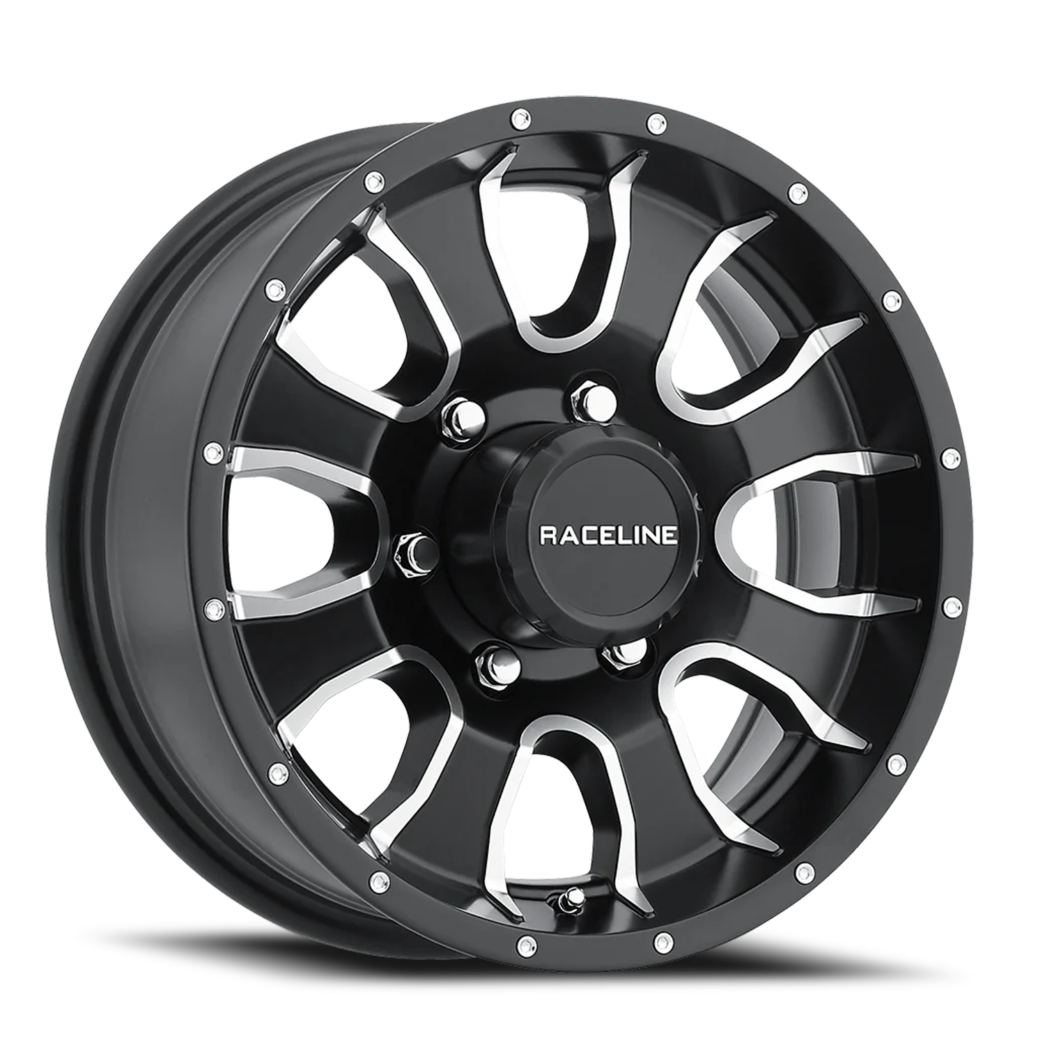 Raceline Mamba Trailer 16x6" 6x139.7mm 107.95mm CB 0mm Black Machined Spoke