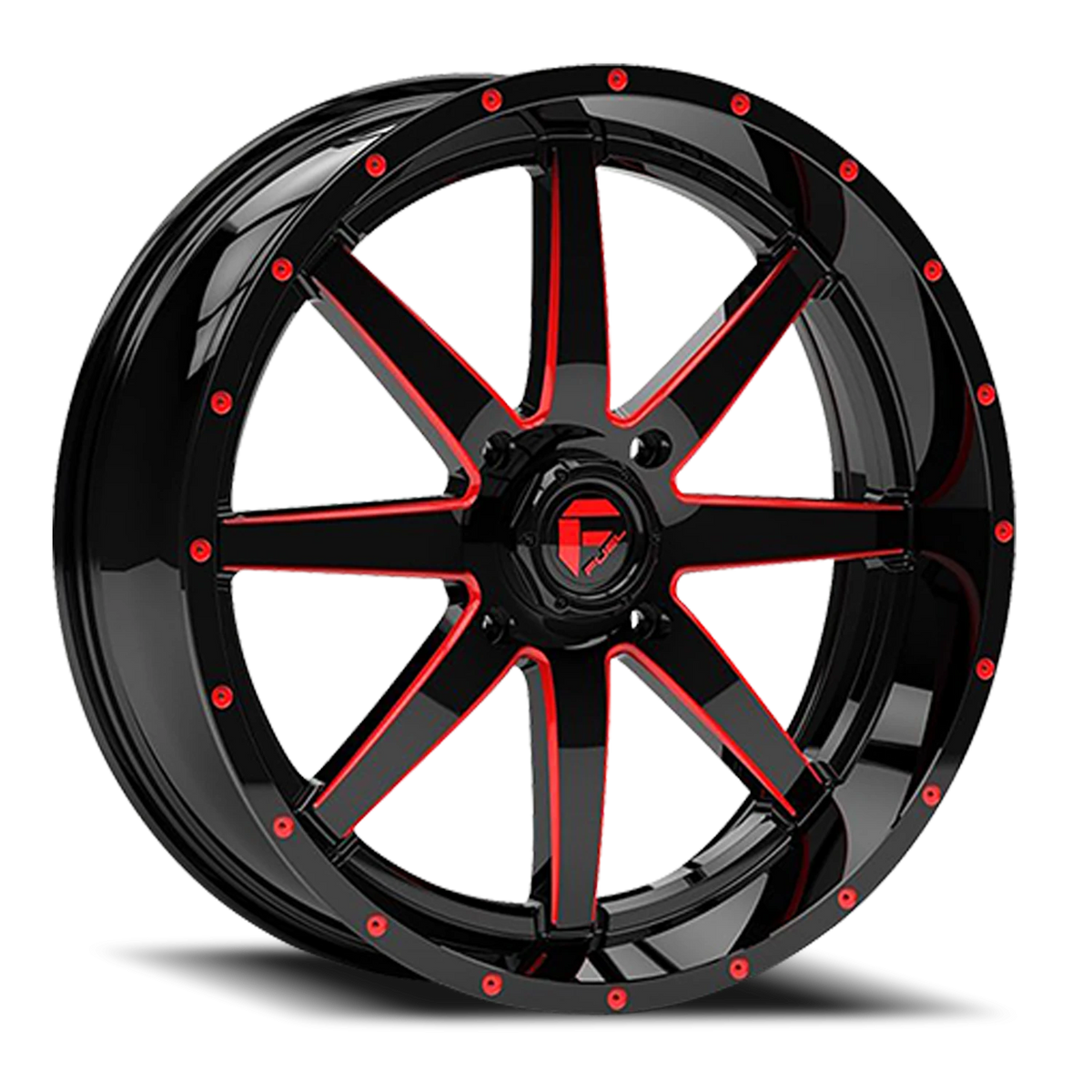 Fuel Maverick UTV 20x7 +13 4x156mm 132mm Gloss Black Milled-Red Tint