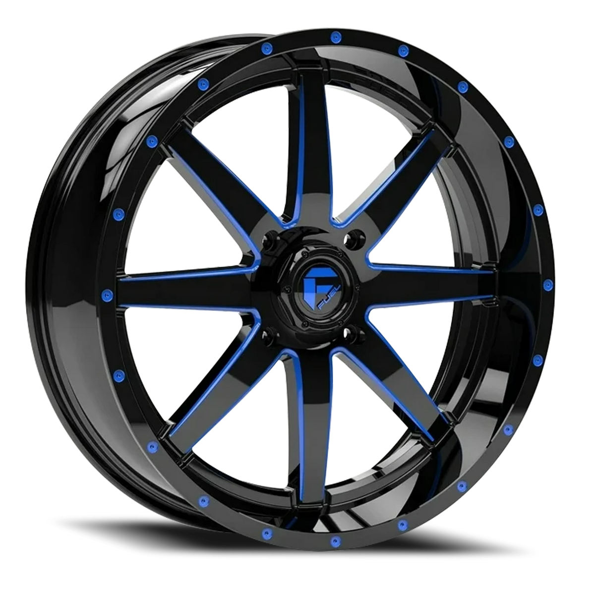 Fuel Maverick UTV 20x7 +13 4x156mm 132mm Gloss Black Milled-Blue Tint