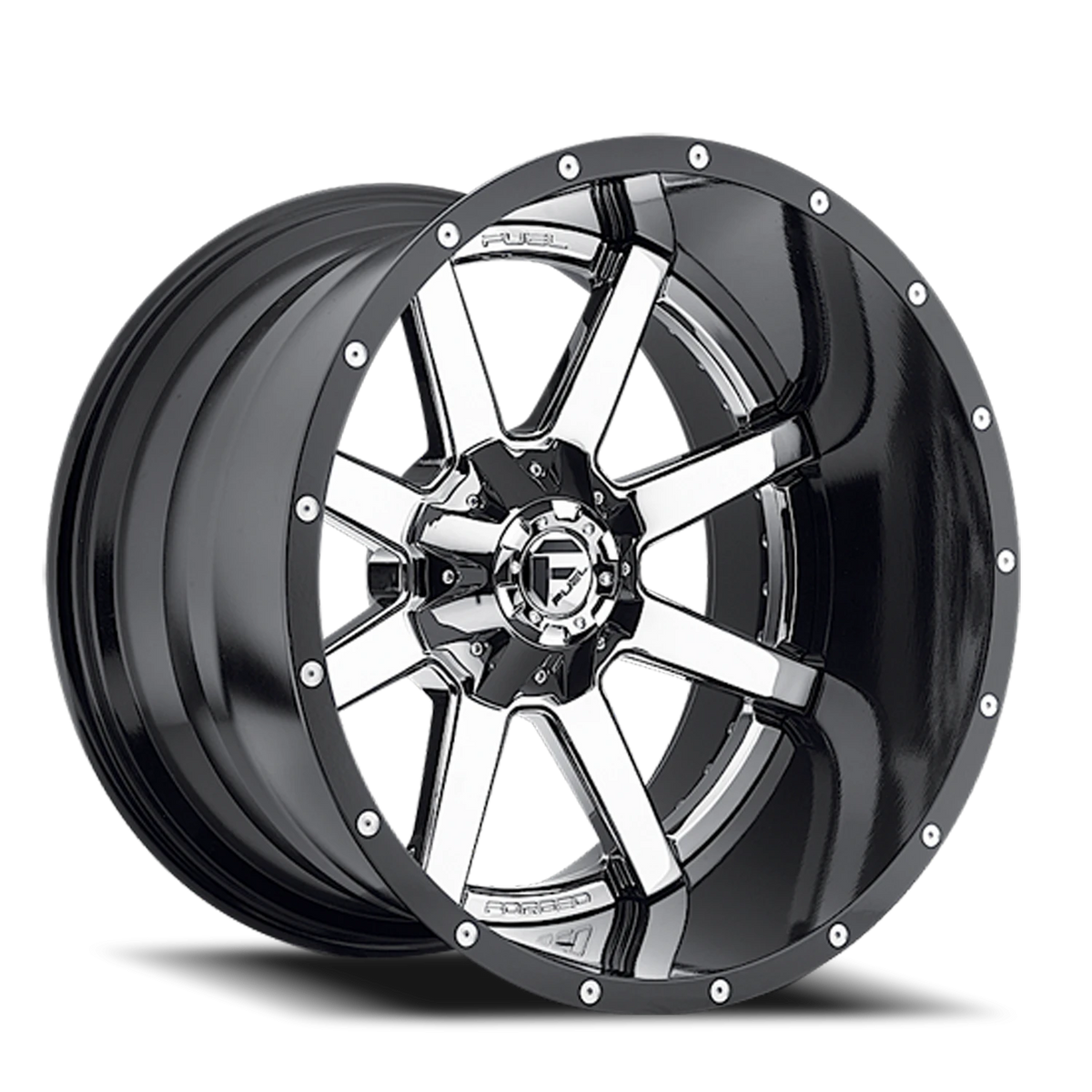 Fuel Maverick 24x12 -44 8x165.1mm 125.1mm Chrome Gloss Black Lip