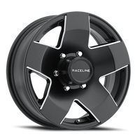 Raceline Maxum 13x4.5" 5x114.3mm 81.03mm CB 0mm Black Machined Edge Spokes