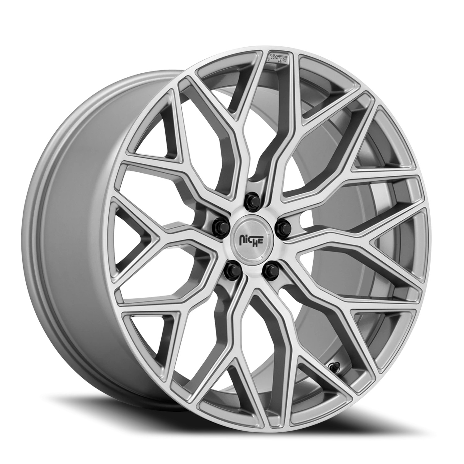 Niche Mazzanti 20x9" 5x112mm 66.5mm CB +27mm Brushed Anthracite Clear Tint