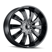 Mazzi Rolla 24x9.5" 5x127mm 87mm CB +18mm Gloss Black Milled Spokes