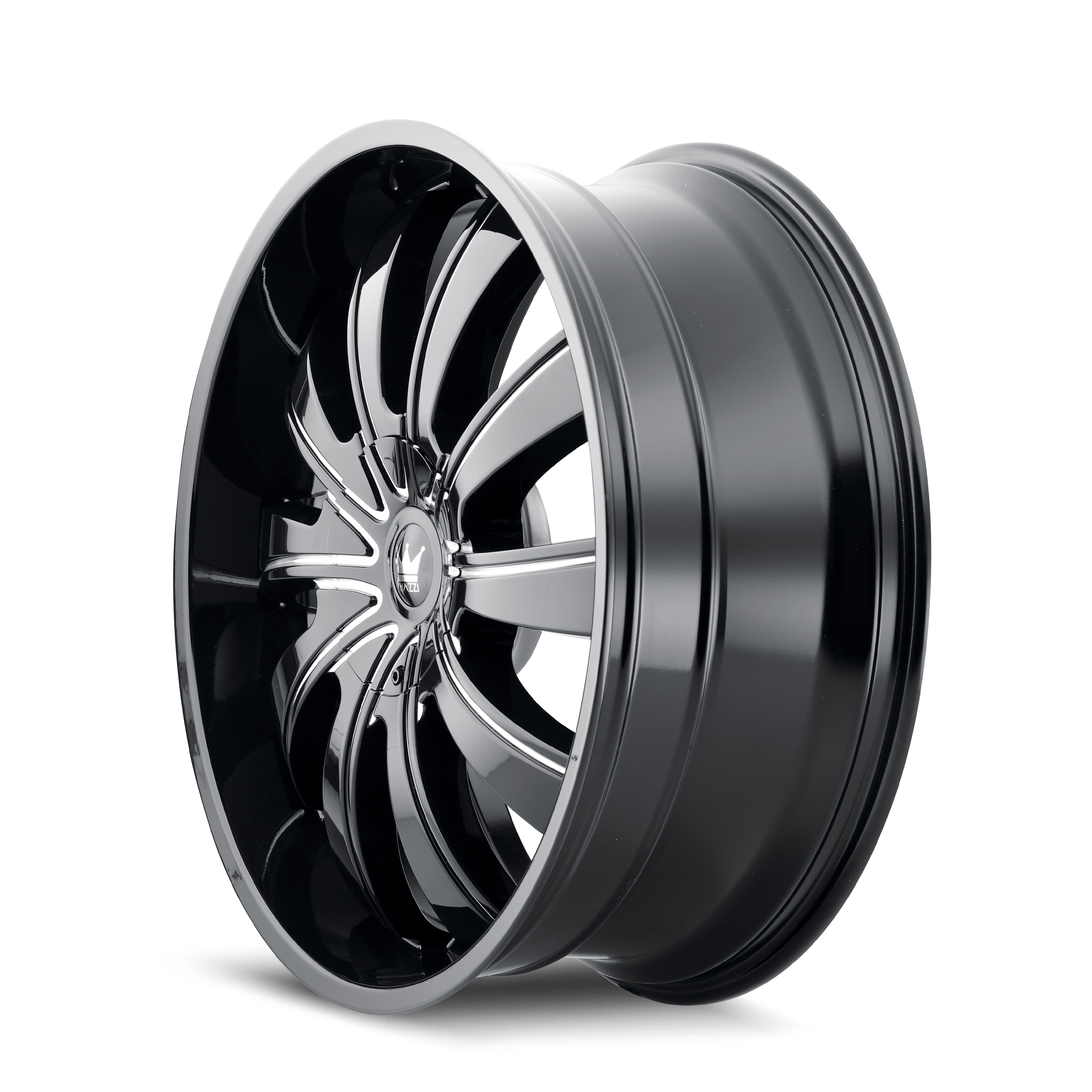 Mazzi Rolla 24x9.5" 5x127mm 87mm CB +18mm Gloss Black Milled Spokes