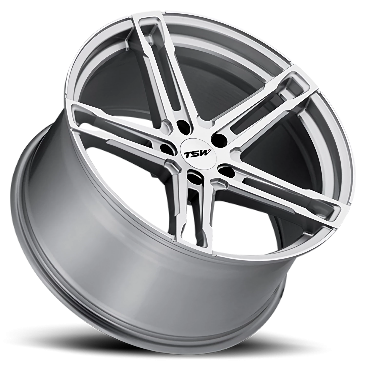 TSW Mechanica 20x11" 5x114.3mm 76.1mm CB +50mm Silver Mirror Cut Face