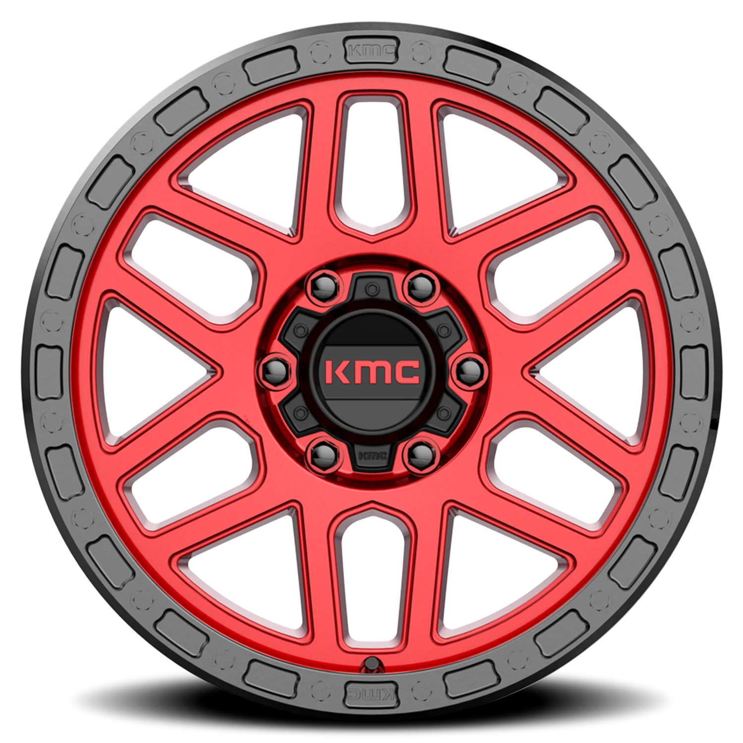 KMC Mesa 17x9" 6x139.7mm 106.25mm CB -12mm Candy Red Black Lip