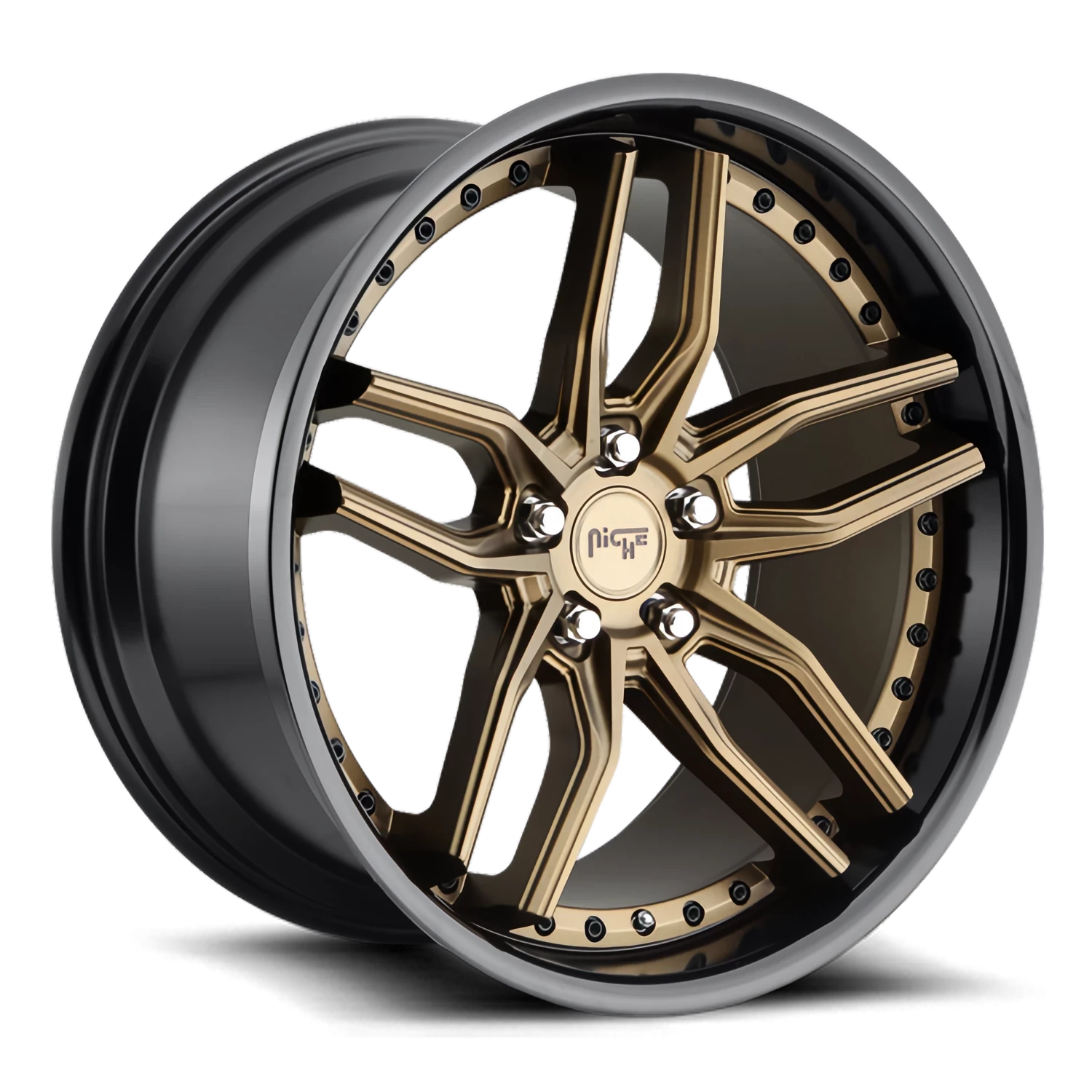 Niche Methos 19x8.5" 5x112mm 66.5mm CB +42mm Matte Bronze Black Bead Ring