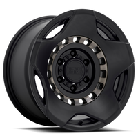 Black Rhino Muzzle 17x9" 6x135mm 87.1mm CB 0mm Matte Black Machine Tinted Ring