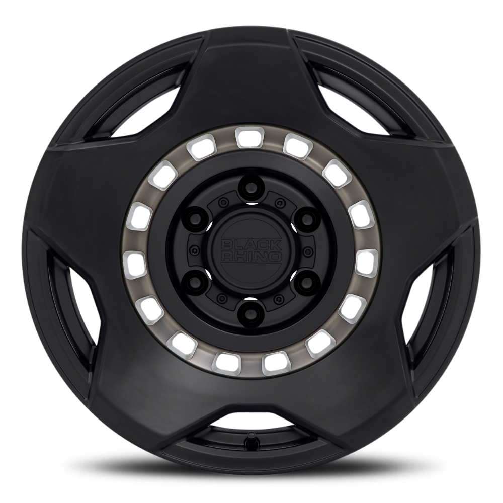 Black Rhino Muzzle 17x9" 6x135mm 87.1mm CB 0mm Matte Black Machine Tinted Ring