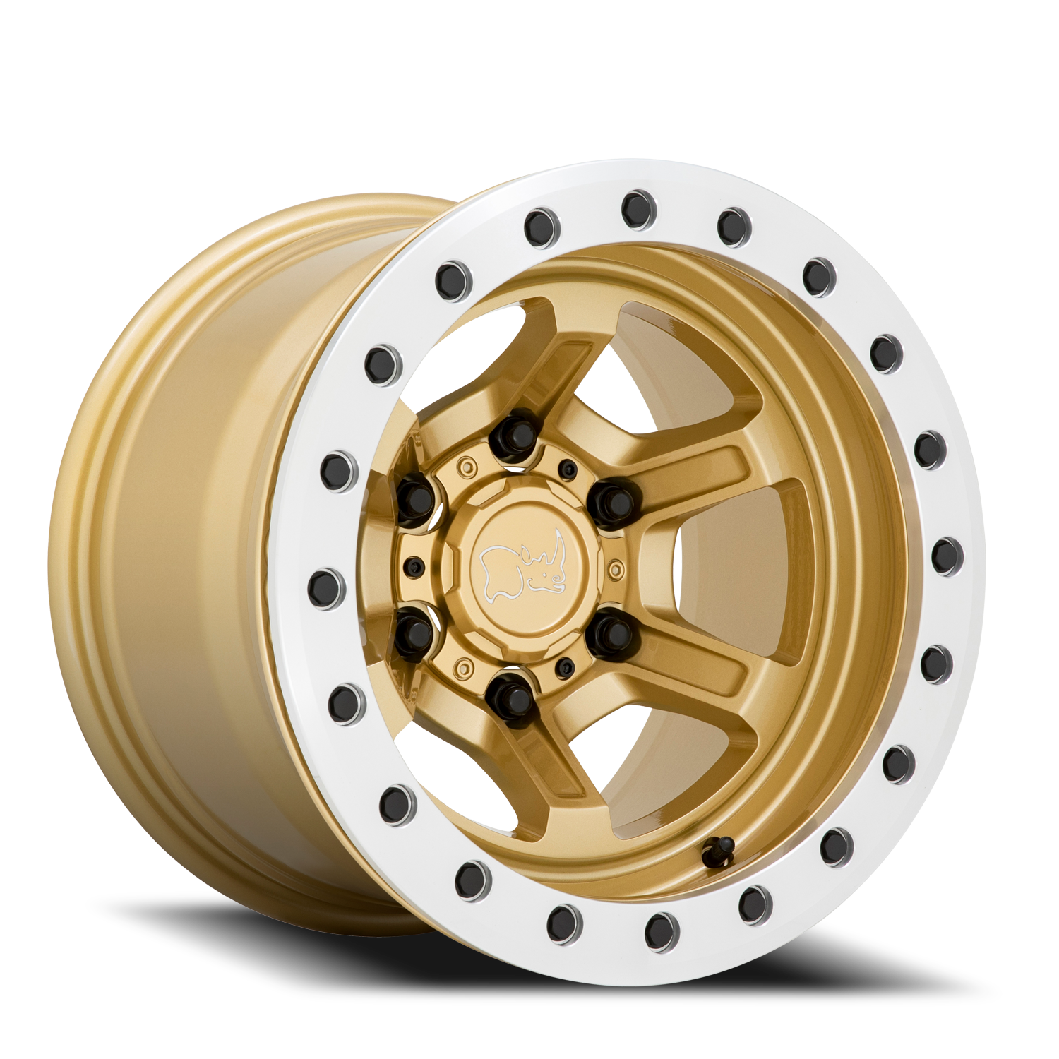 Black Rhino Offshoot Beadlock 15x10" 6x139.7mm 112.1mm CB -38mm Gloss Gold Machined Ring